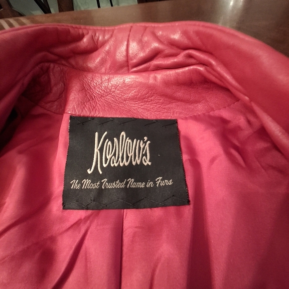Koslow's Red Leather Open-Front Over-Sized Jacket Coat Women Size Small-Medium - Picture 8 of 16